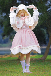 Robe JSK Sweet Lolita d'automne et d'hiver avec imprimé de cerf rose, broderie et nœud papillon princesse